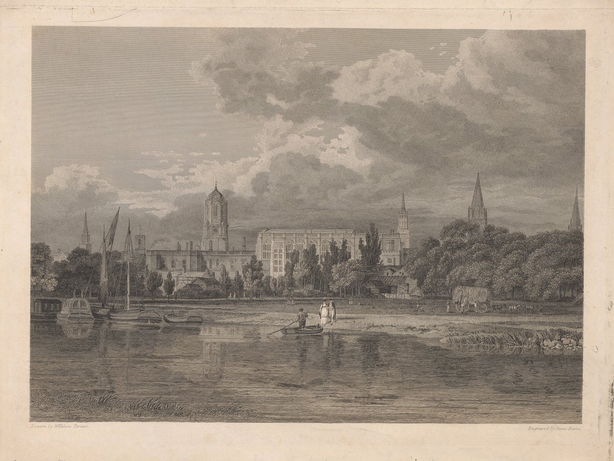 Vista sur de Christ Church, etc. desde los prados de James Basire