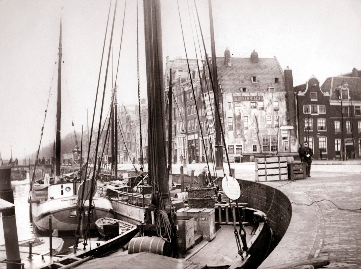 Barcos en el canal, Róterdam, 1898 de James Batkin