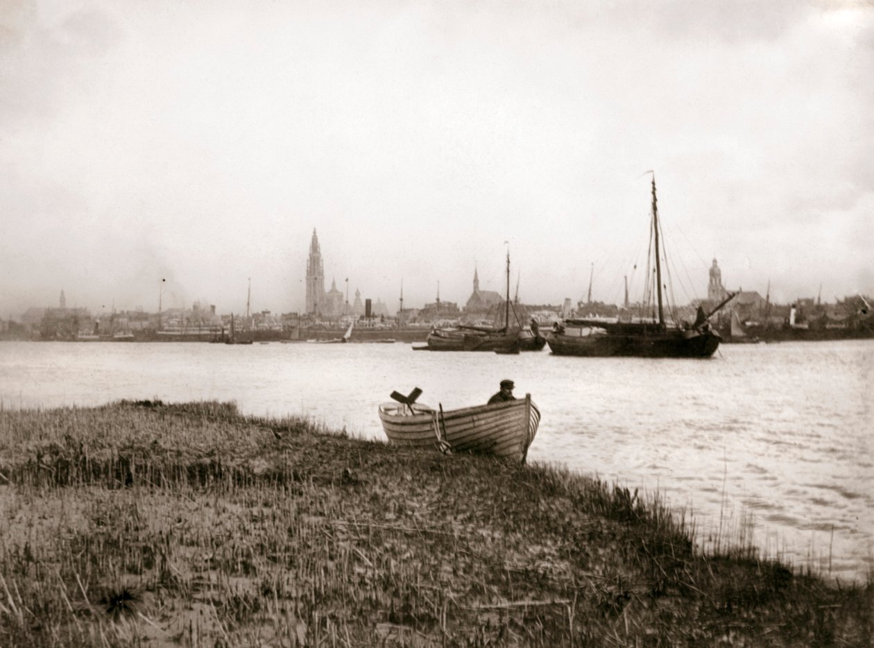 Bote de remos junto a un canal, Róterdam, 1898 de James Batkin