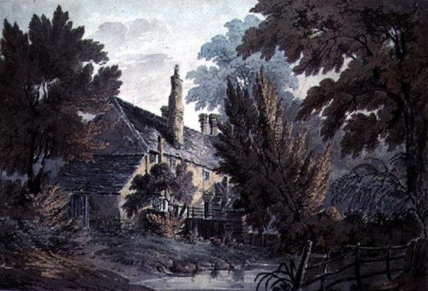 Paisaje con casa junto a un estanque, siglo XIX de James Bourne