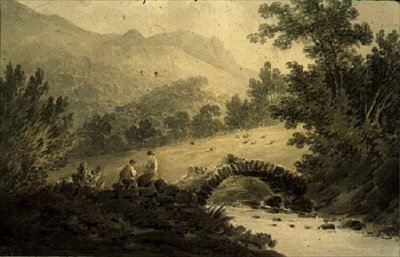 Vista cerca de Halifax. Un puente de piedra sobre un arroyo de James Bourne