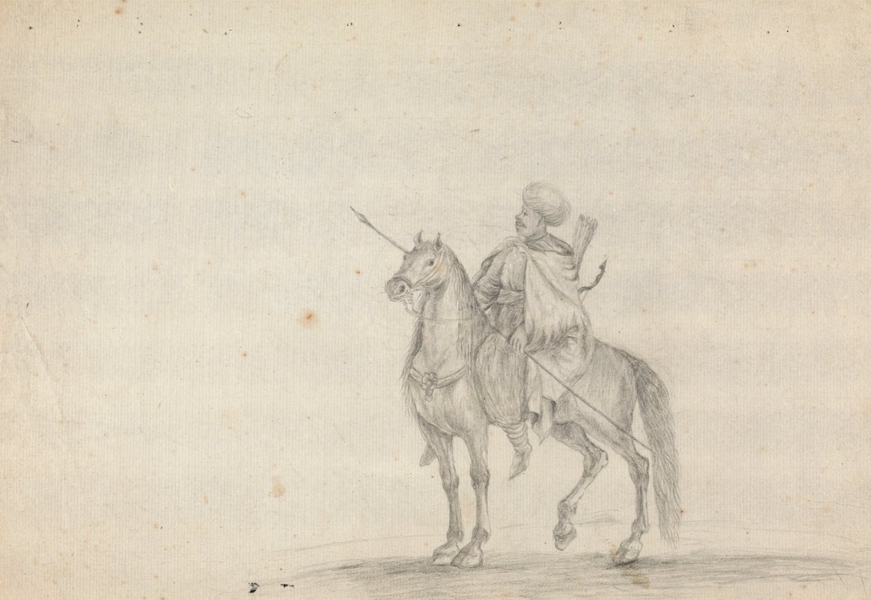 Hombre a caballo con una lanza de James Bruce