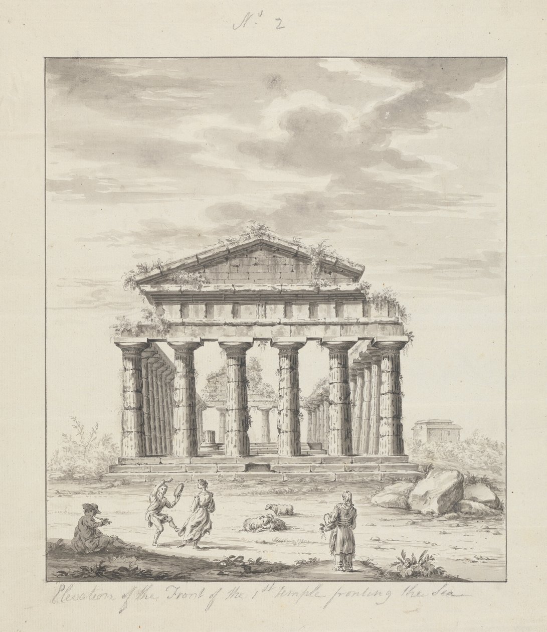 Nº 2 Alzado de la fachada del primer templo frente al mar de James Bruce