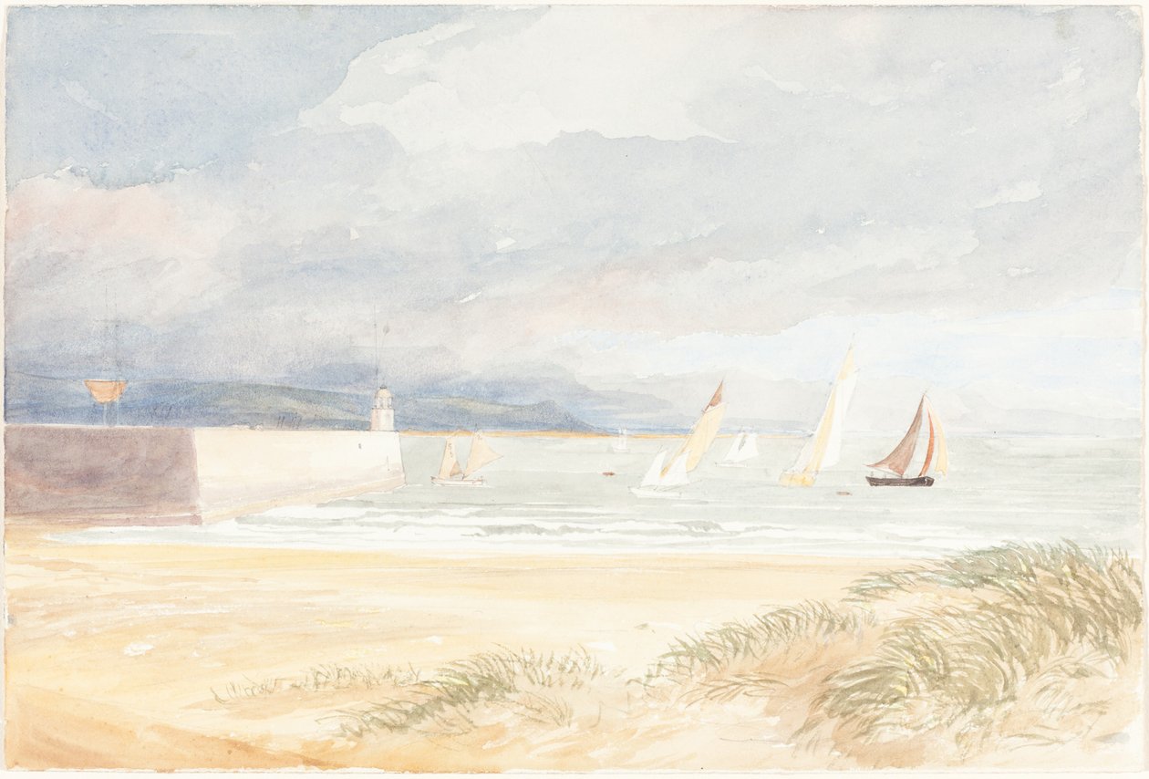 Escena Costera con Veleros (¿Portland, Dorset?) de James Bulwer