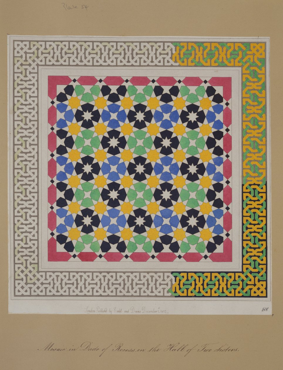 Mosaico en el zócalo del nicho en el Salón de las Dos Hermanas, Alhambra, de 