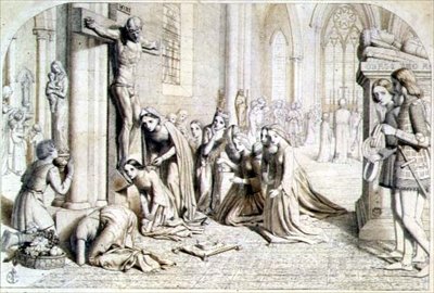 Un Incidente en la Vida de Santa Isabel de Hungría - Estudio Composicional, 1850 de James Collinson