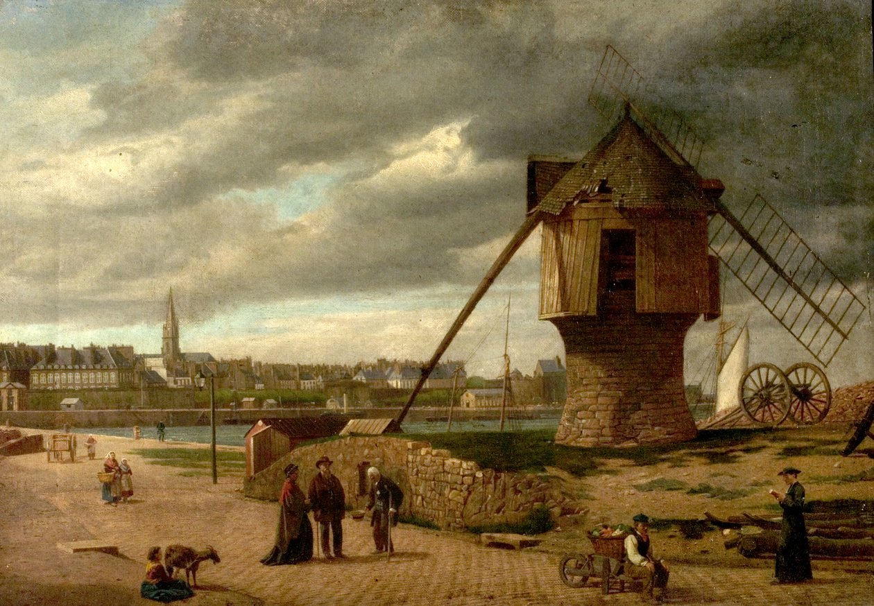 Paisaje con molino de viento, St Malo, Francia de James Collinson