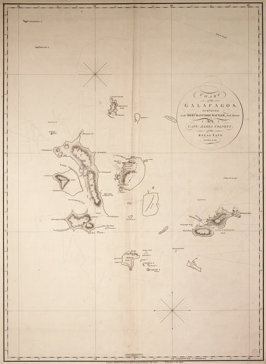 Carta de las Galápagos, levantada en el buque mercante 