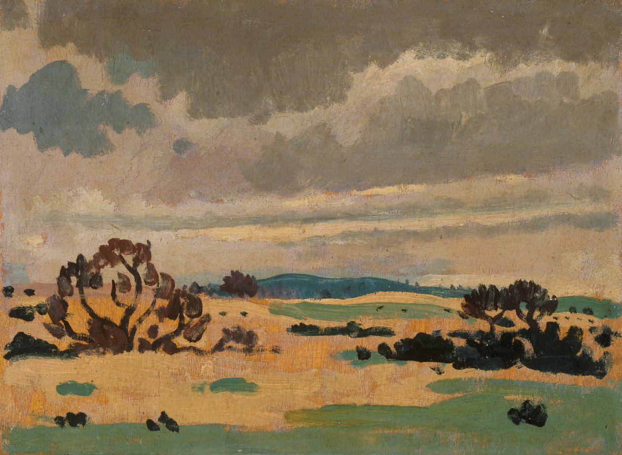 Paisaje francés (óleo sobre tabla) de James Dickson Innes