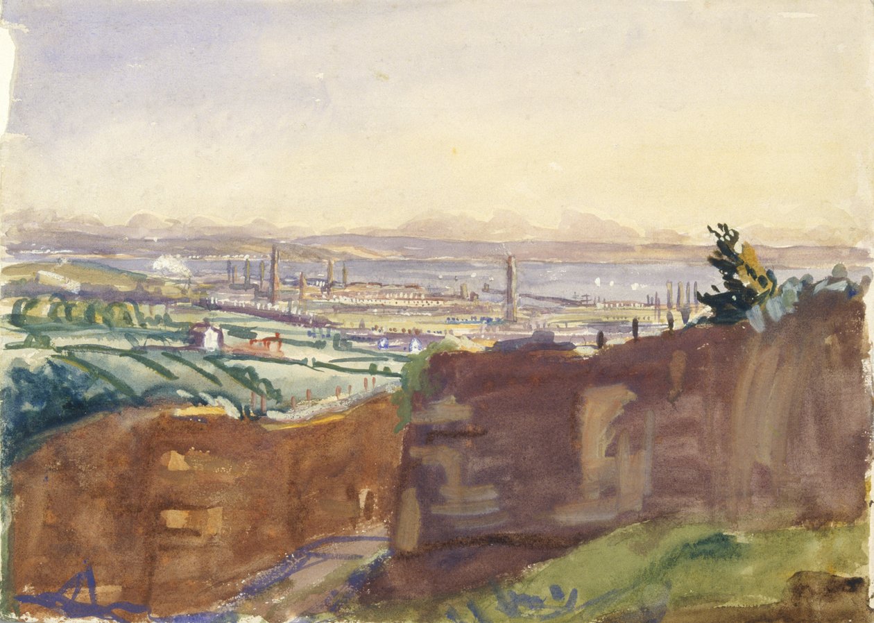 Llanelli desde Furnace Quarry (acuarela sobre papel) de James Dickson Innes