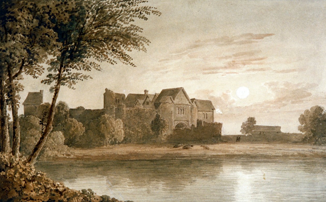 Castillo de Allington, cerca de Maidstone, Luz de Luna, siglo XIX de James Duffield Harding