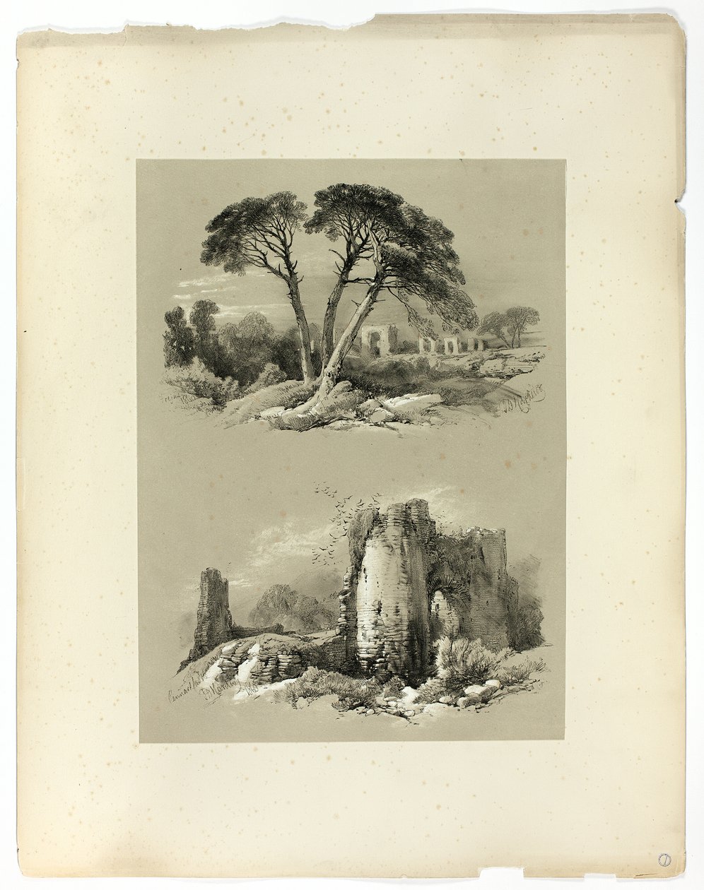 Frejus y el castillo de Pennard, de Selecciones pintorescas de James Duffield Harding