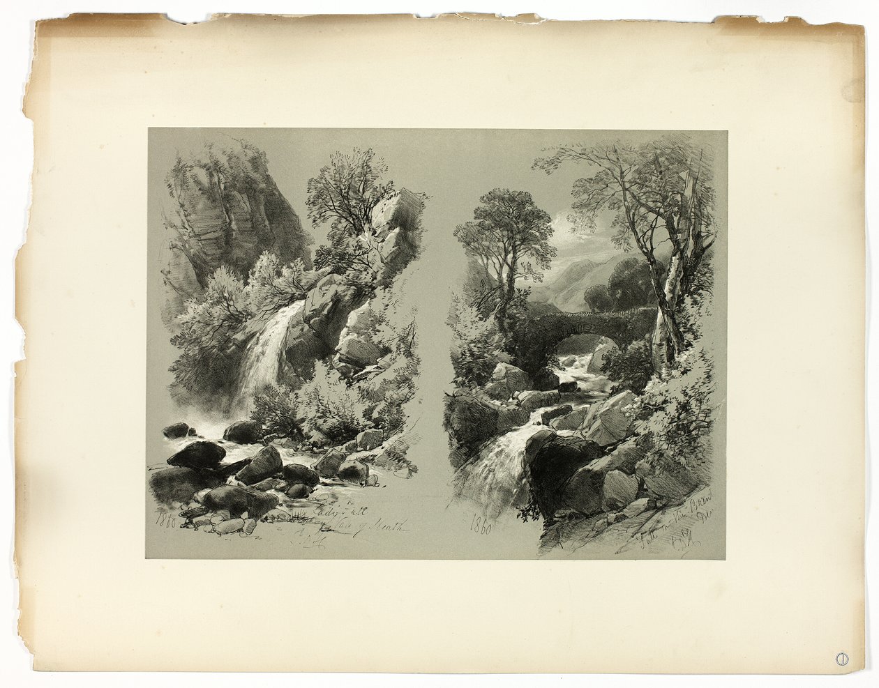 Lady Fall, Vale of Heath, y Fall on the Brent, de Selecciones pintorescas de James Duffield Harding
