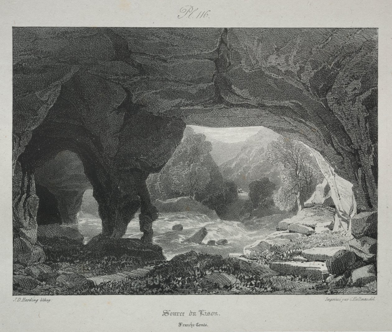 Viajes Pintorescos y Románticos en la Antigua Francia. Franche-Comté: Fuente del Lison de James Duffield Harding