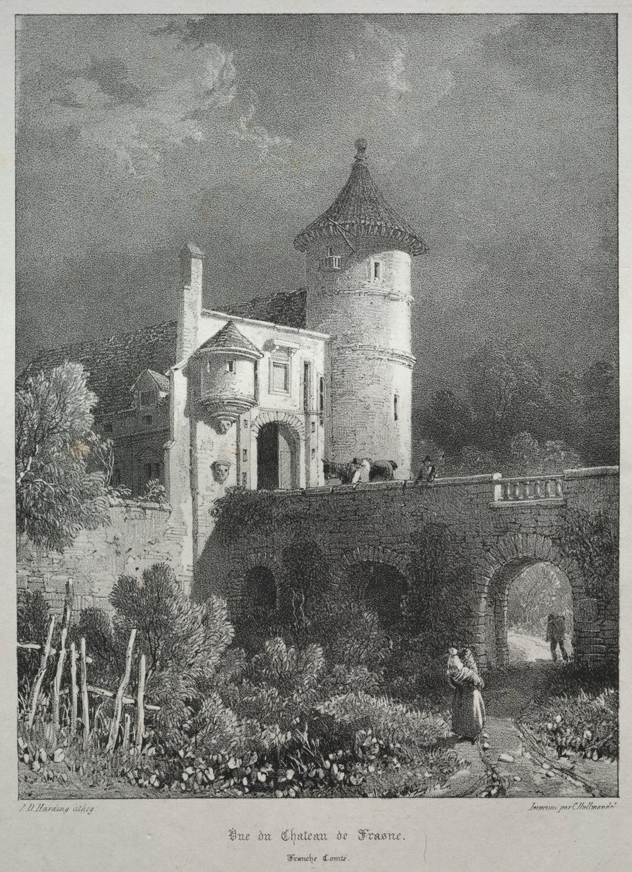 Viajes pintorescos y románticos en la antigua Francia. Franche-Comté: Vista del Castillo de Frasne de James Duffield Harding