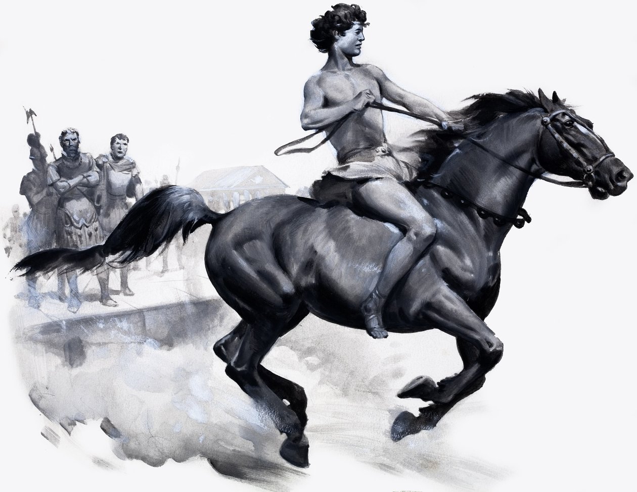 Alejandro Magno montando a Bucéfalo (gouache sobre papel) de James Edwin McConnell