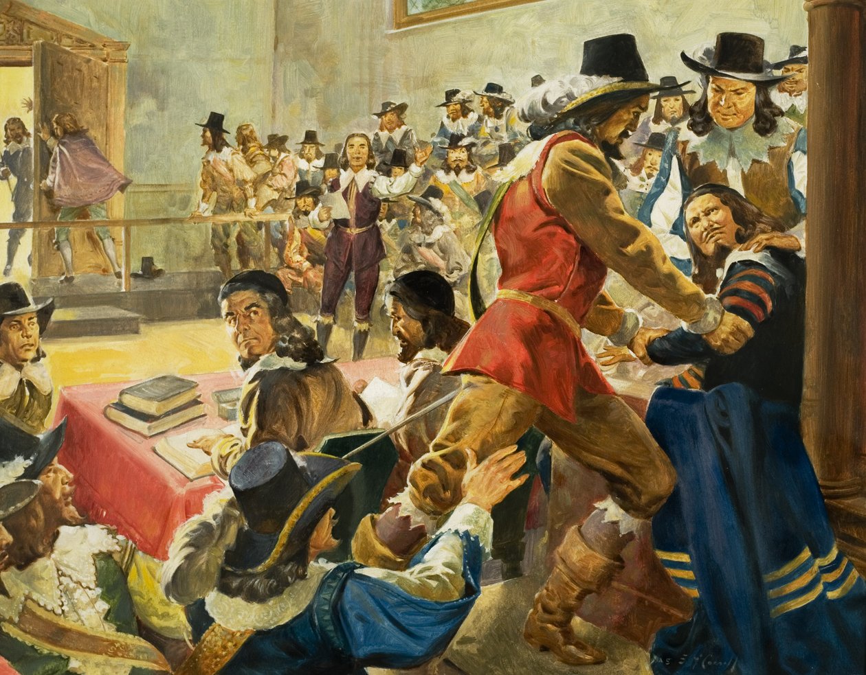 Arresto del Presidente de la Cámara de los Comunes (gouache sobre papel0 de James Edwin McConnell