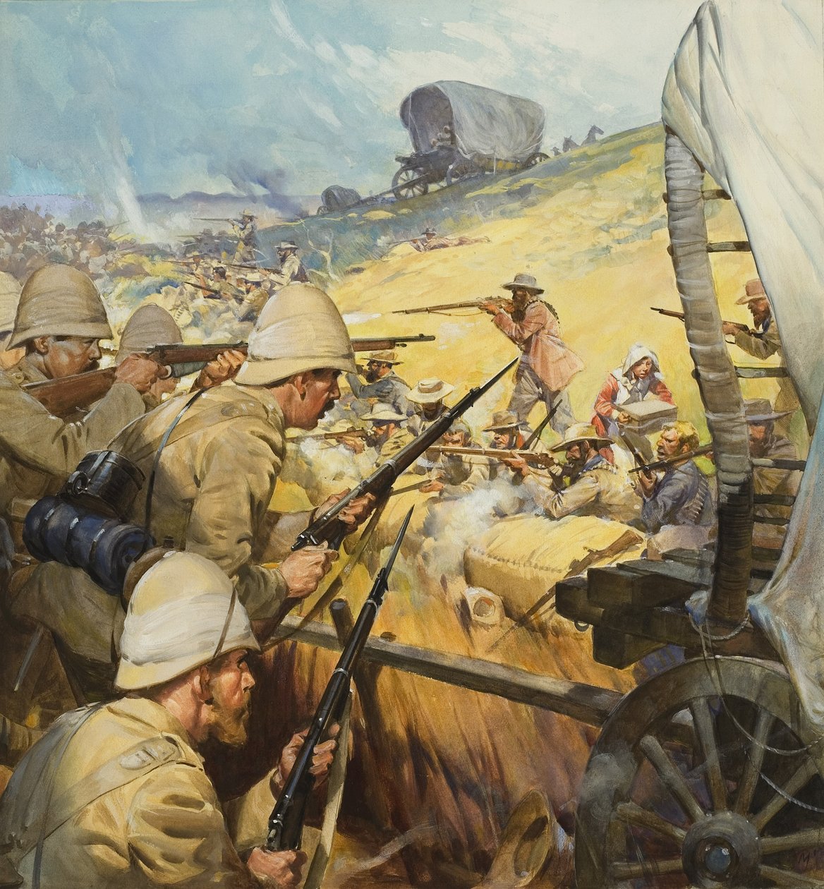Boer War Skirmish (gouache sobre papel) de James Edwin McConnell