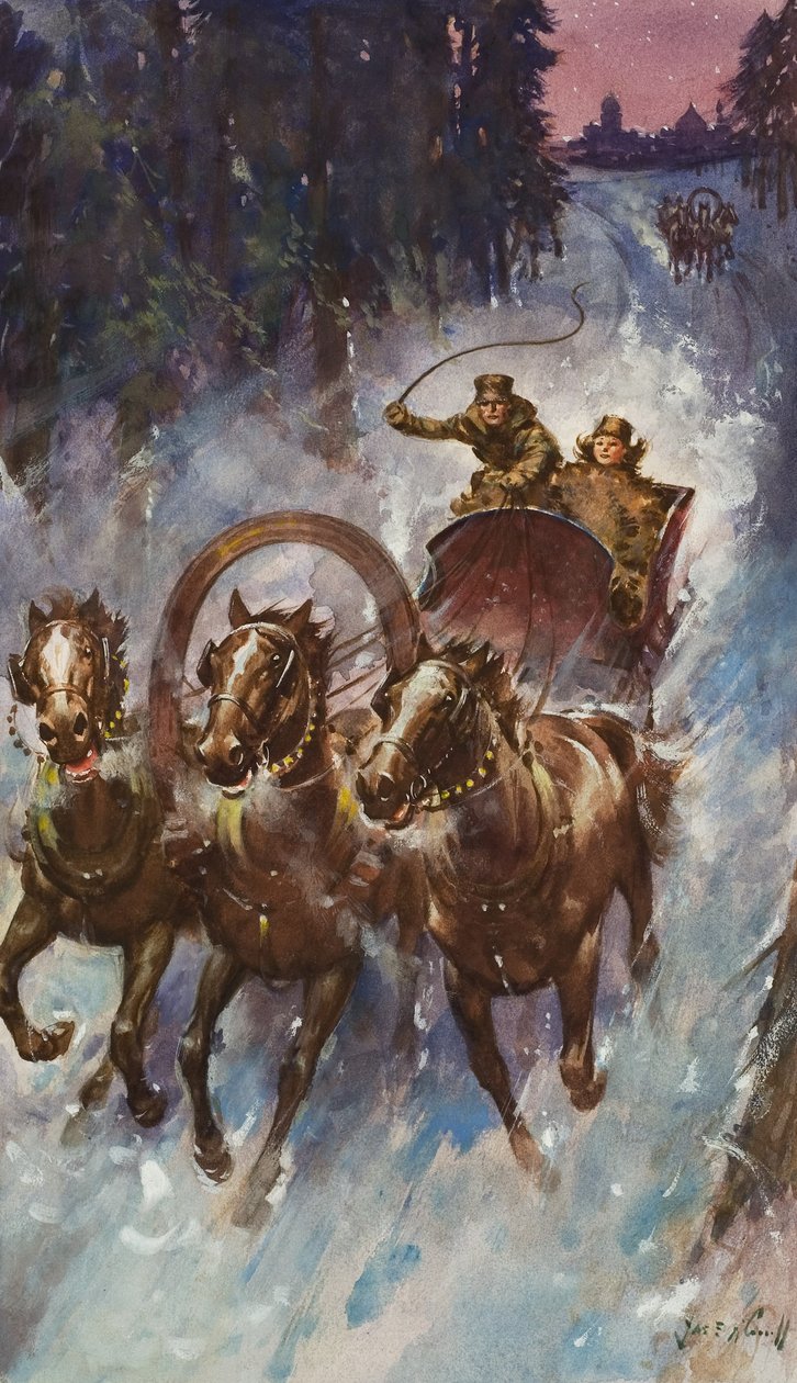 Sleigh Ride (gouache sobre papel) de James Edwin McConnell