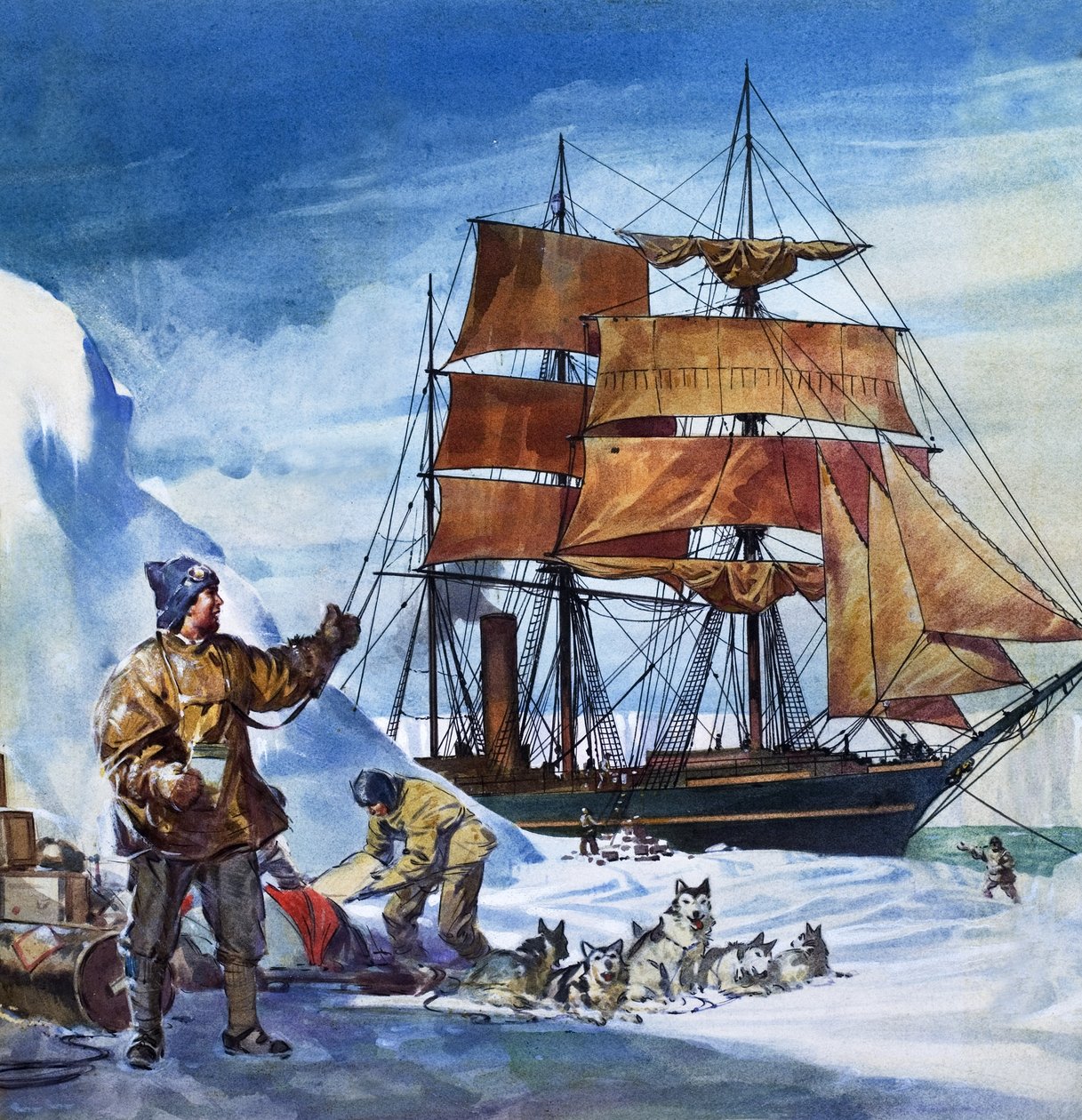 El Terra Nova en la Antártida (gouache sobre papel) de James Edwin McConnell