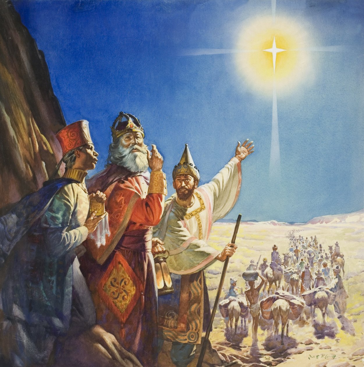 Los Reyes Magos (gouache sobre papel) de James Edwin McConnell