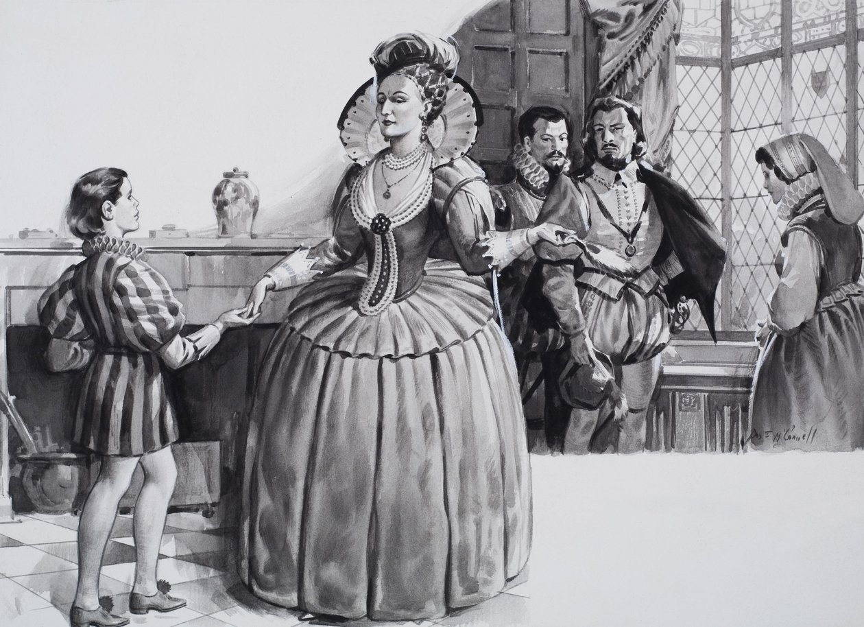El joven Francis Bacon y la reina Isabel I (gouache sobre papel) de James Edwin McConnell