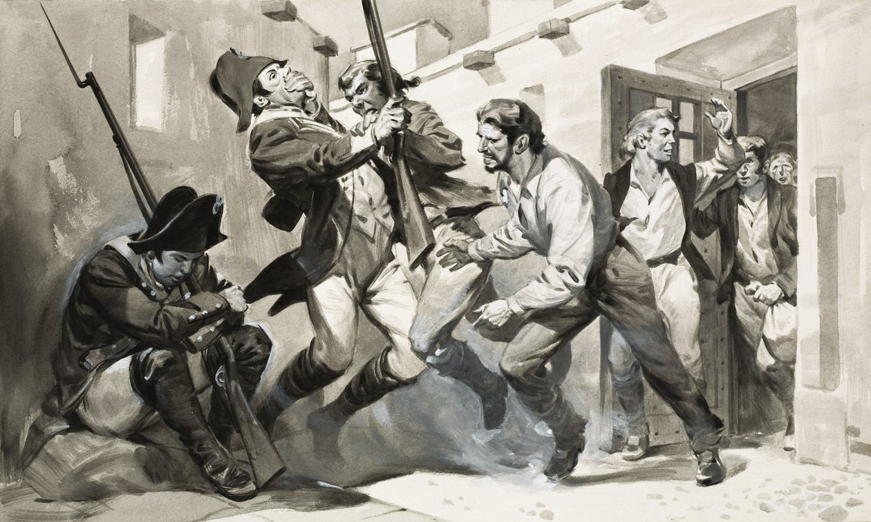 William Scoresby se fuga de la cárcel española (gouache sobre papel) de James Edwin McConnell