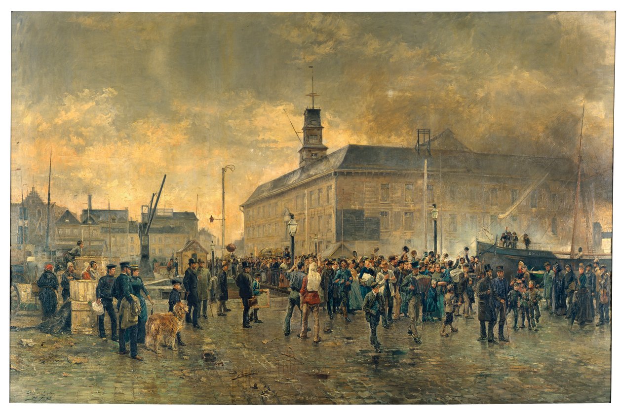 Emigrantes belgas (óleo sobre lienzo) de James Ensor