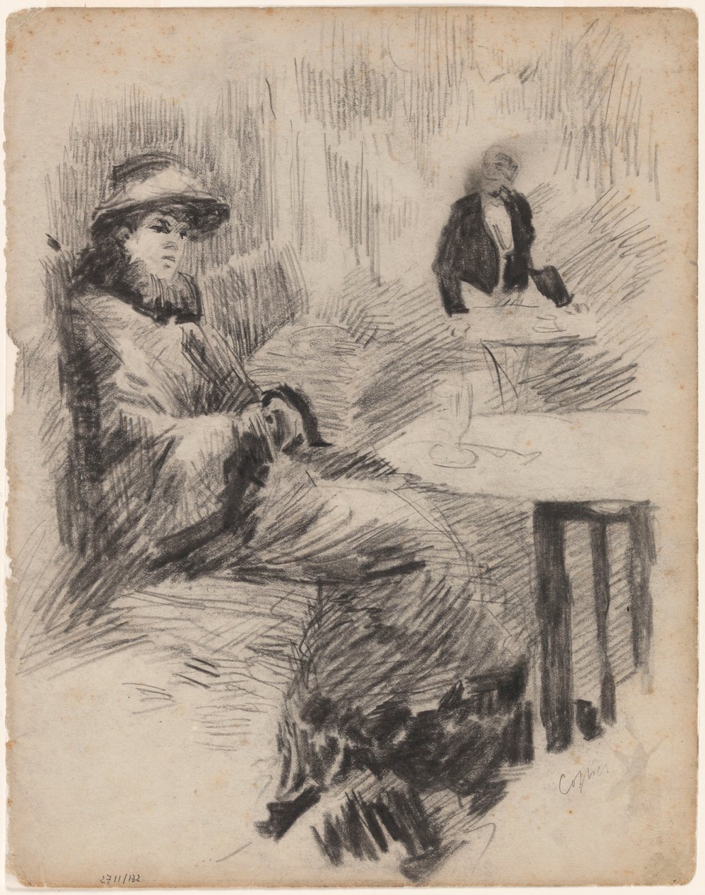 Copia: mujer sentada a una mesa en un café de James Ensor