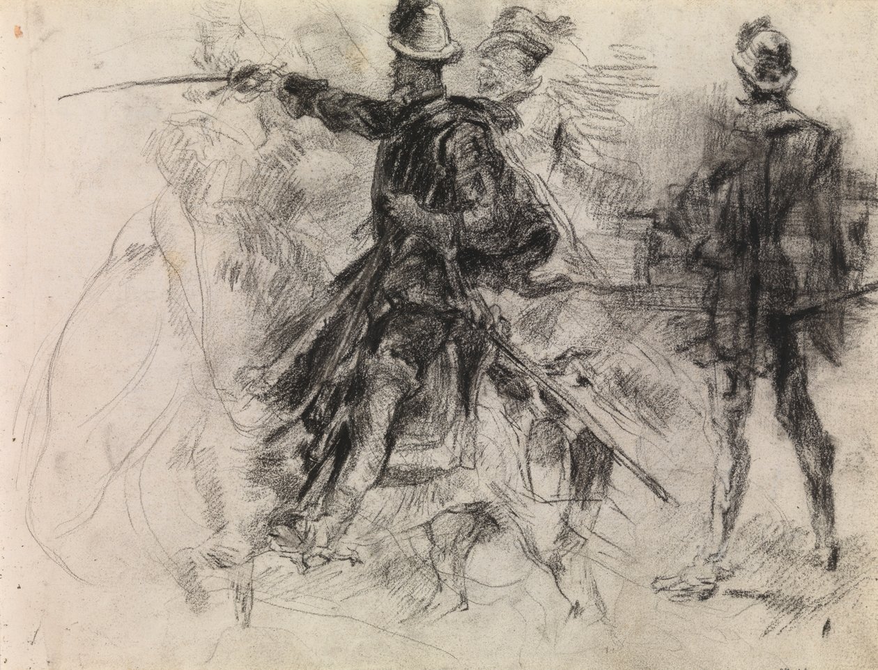 Don Quijote (tiza negra sobre papel) de James Ensor