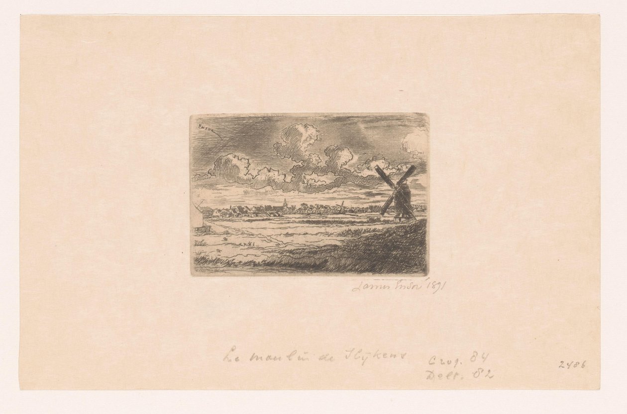 Vista de Slijkens con un molino en primer plano
Moulin à Slijkens de James Ensor