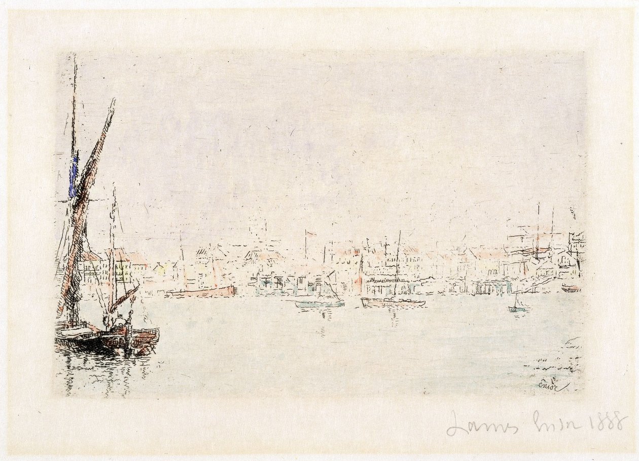 Vista del puerto de Ostende de James Ensor