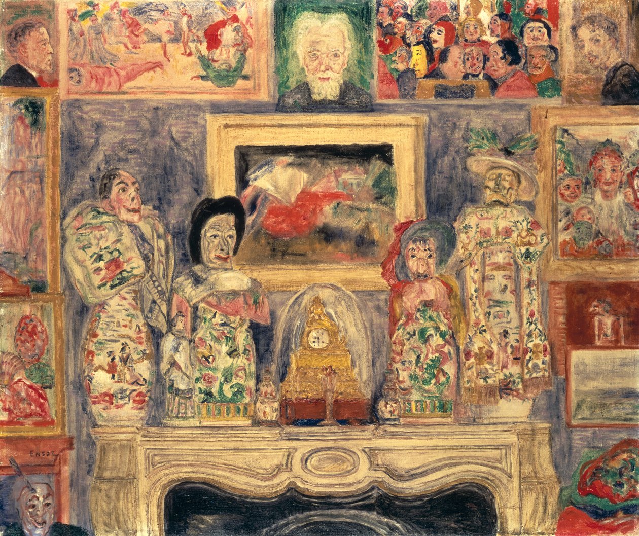 Interior con tres retratos de James Ensor