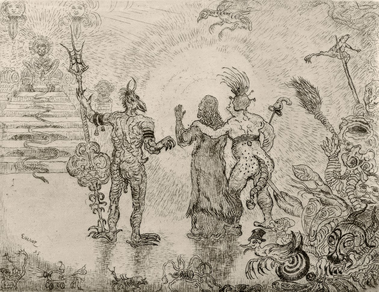 Los diablos Dzitts y Hihanox conduciendo a Cristo al infierno de James Sidney Ensor