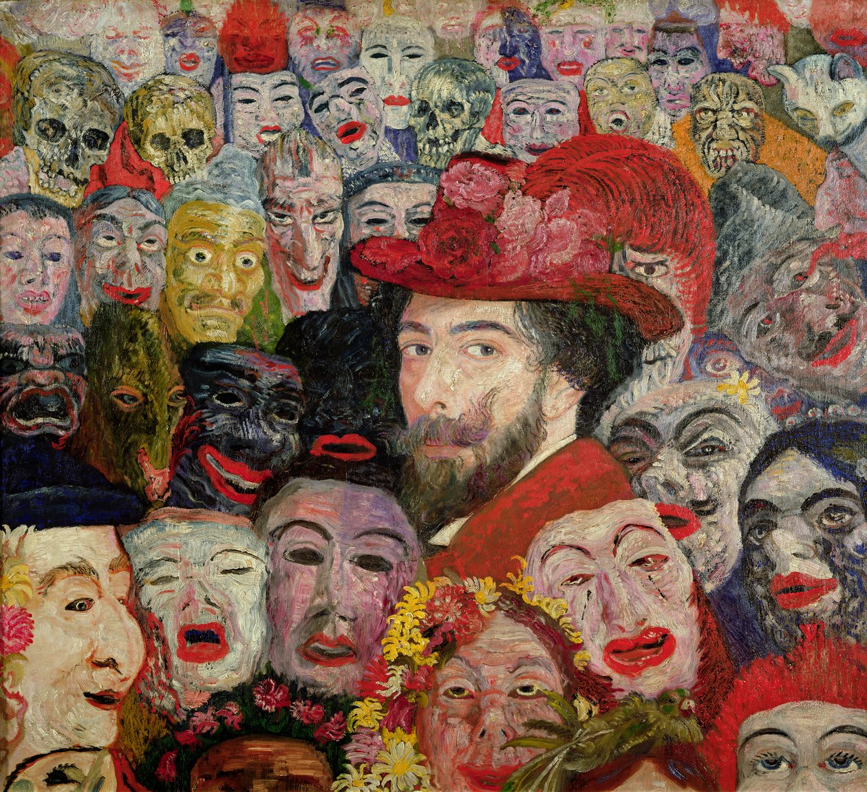 Mi retrato rodeado de máscaras de James Ensor