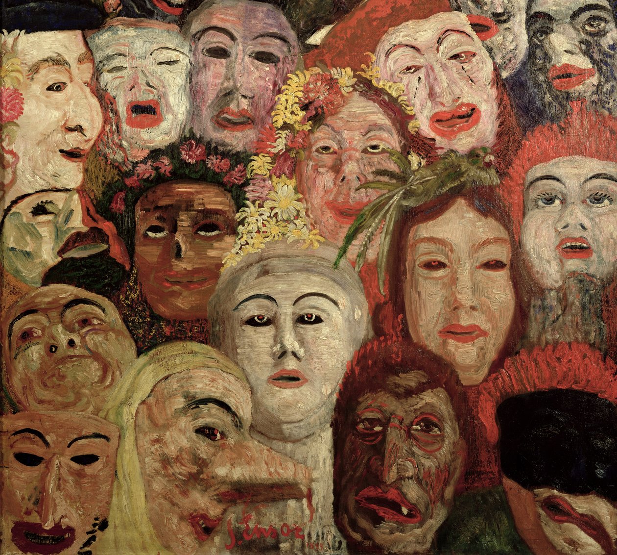 Mi retrato rodeado de máscaras de James Ensor