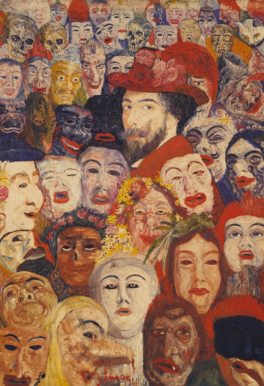 Mi retrato rodeado de máscaras de James Ensor