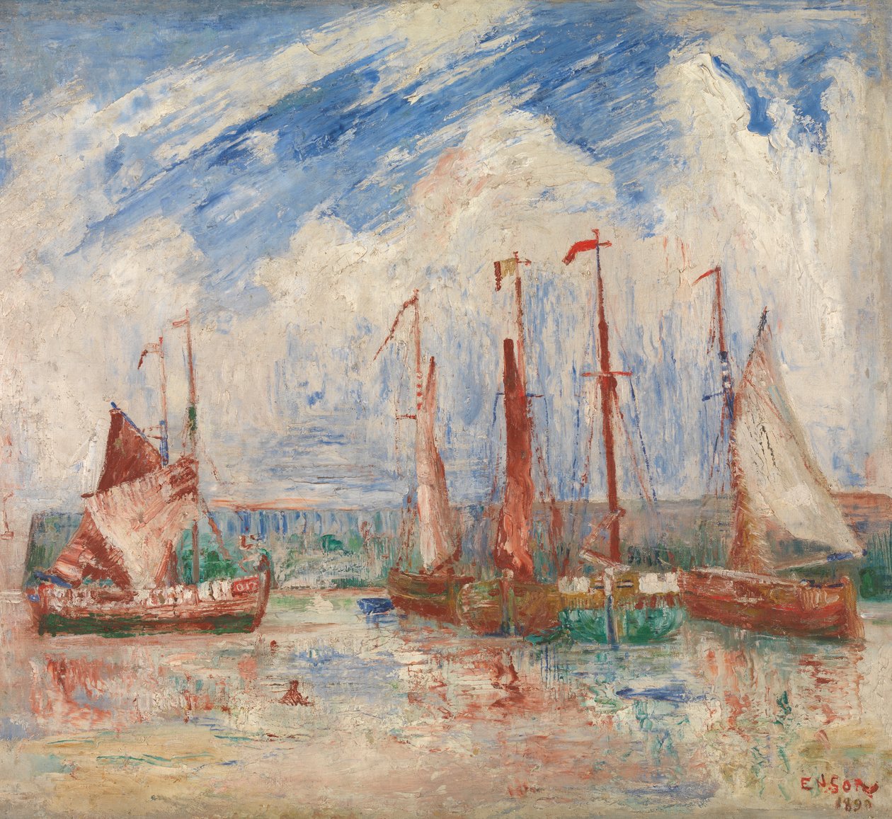 Puerto de Ostende, c.1900-04 (óleo sobre lienzo) de James Ensor