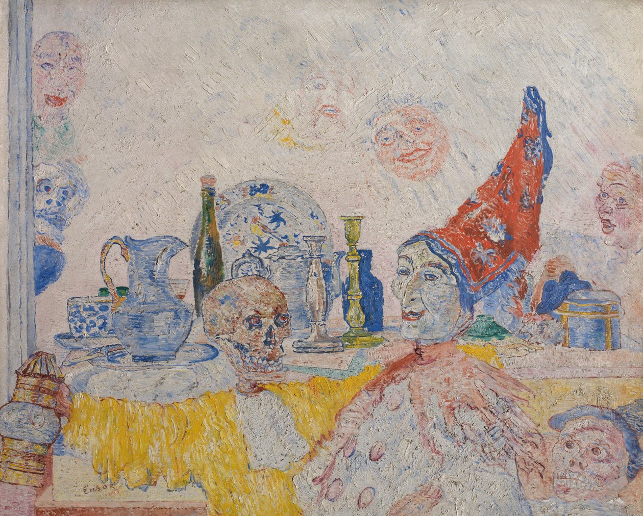 Pierrot y el esqueleto con túnica amarilla de James Ensor