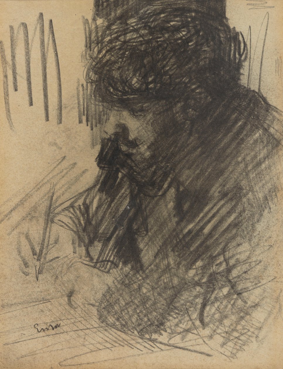 Retrato de Darío de Regoyos escribiendo de James Ensor