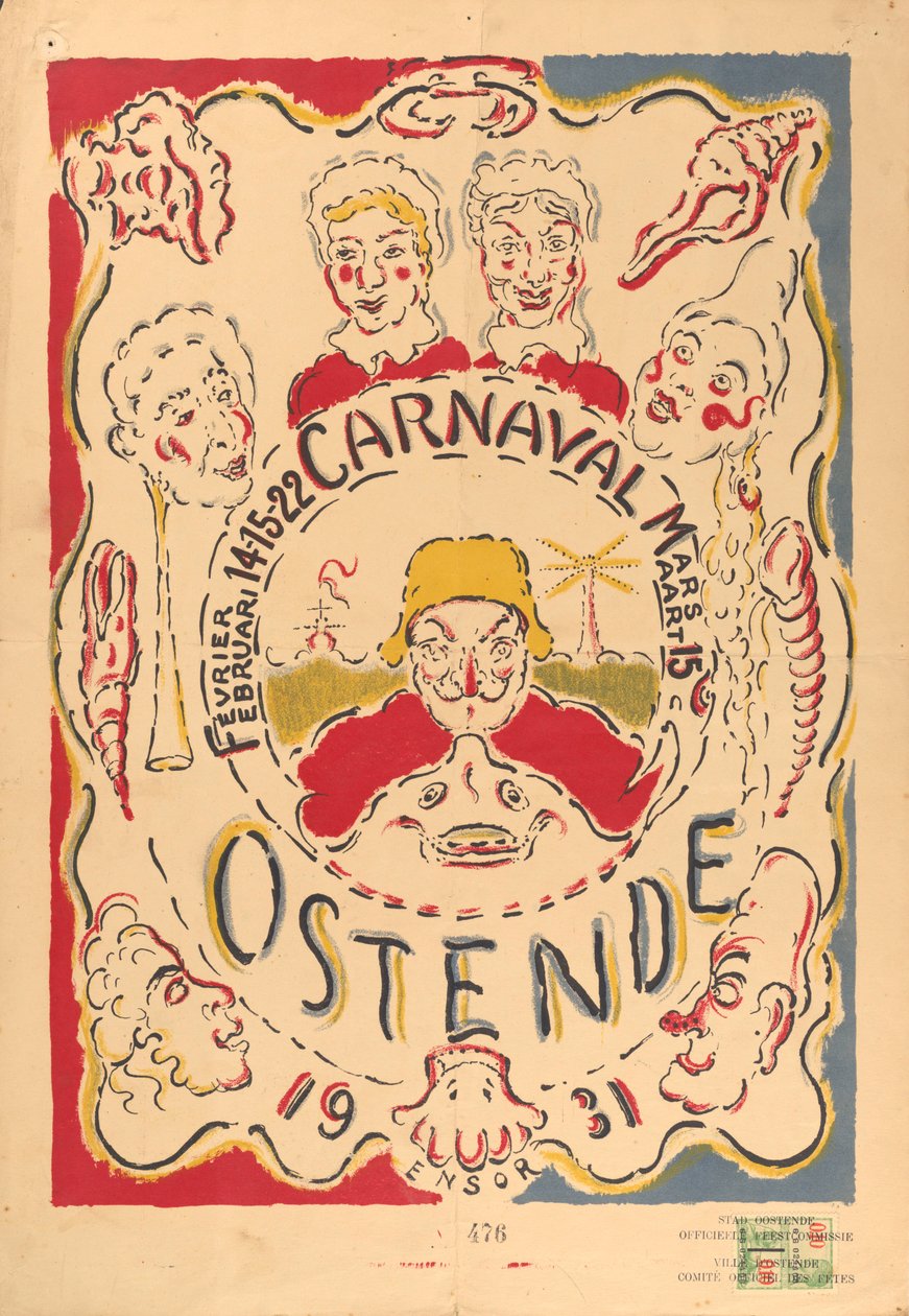 Plakat für den Karneval in Ostende de James Ensor