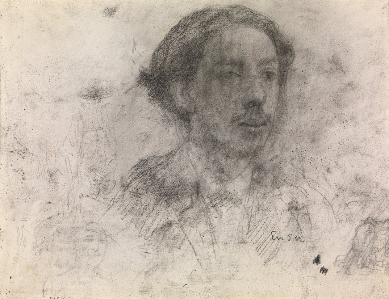 Autorretrato (conte sobre papel) de James Ensor