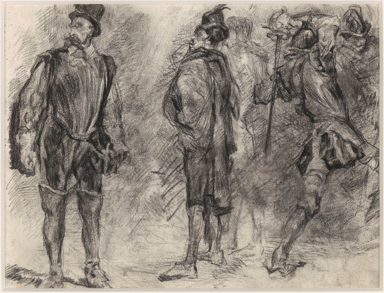 Tres soldados españoles, uno de ellos empuñando una espada de James Ensor
