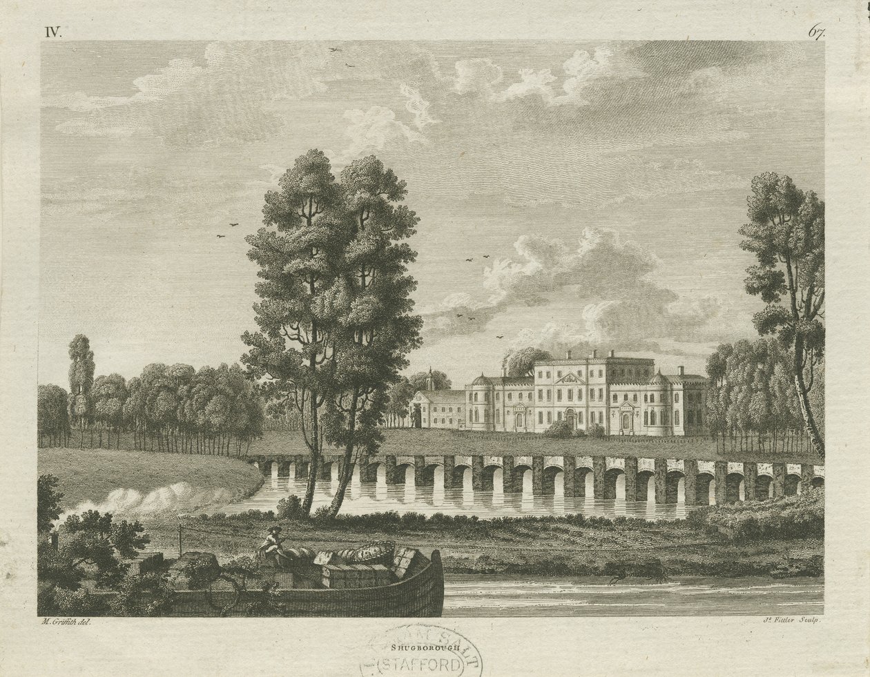 Shugborough Hall: grabado, nd [c 1782] de James Fittler
