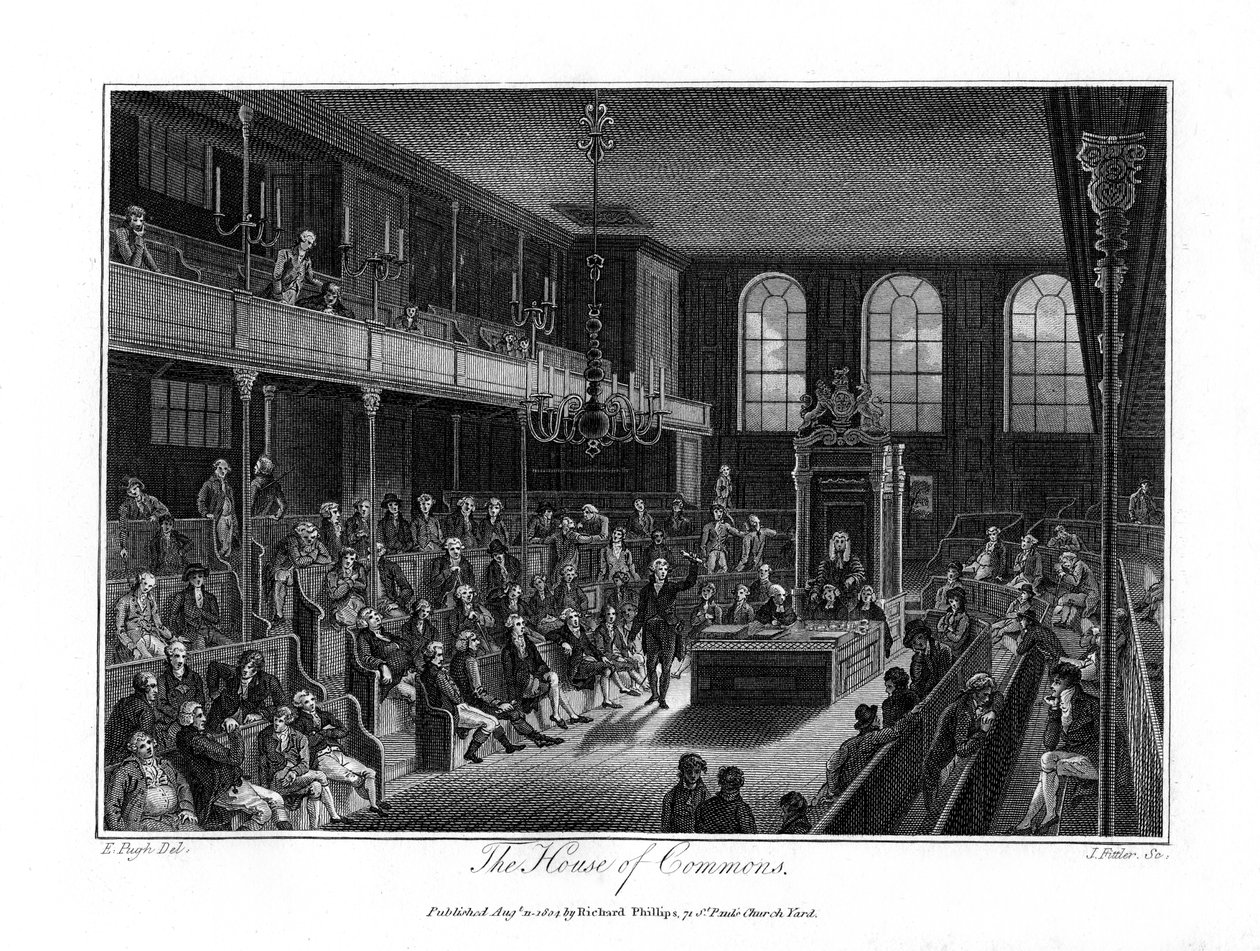 La Cámara de los Comunes, Londres, 1804 de James Fittler