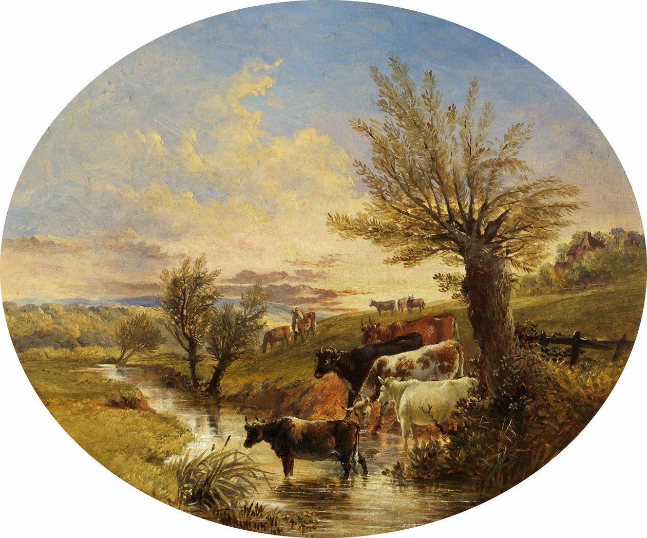 Paisaje con arroyo y ganado, 1888 de James Flewitt Mullock