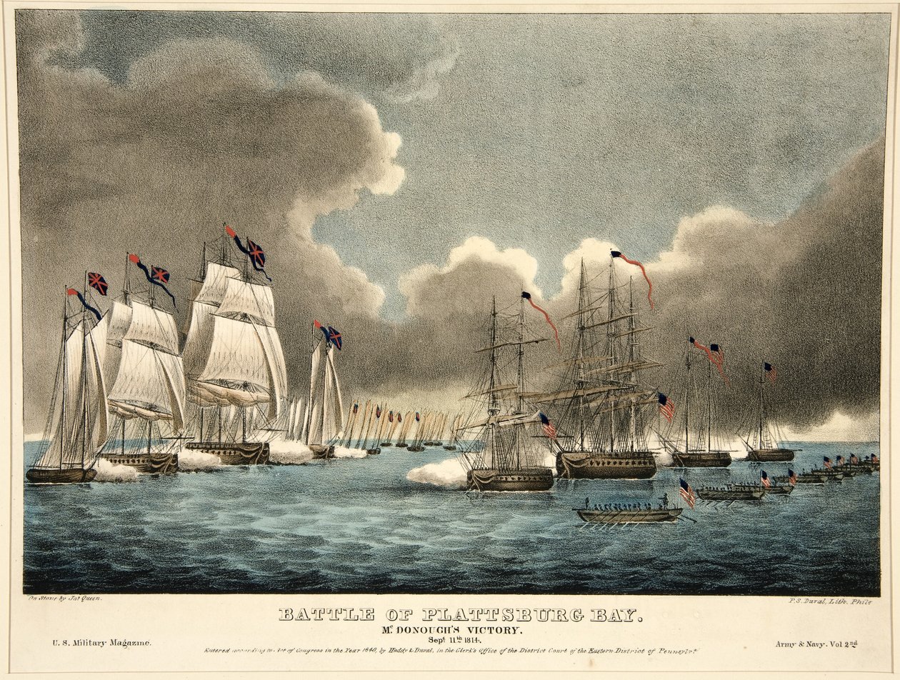 Batalla de la Bahía de Plattsburg: Victoria de McDonough, pub. 1840 de James Fuller Queen