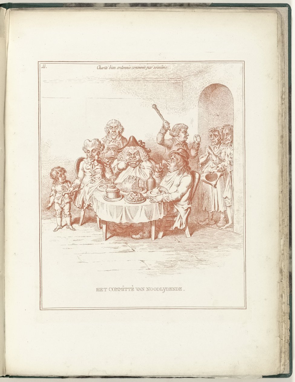 Comité para los Necesitados, 1795 El Comité de Noodlydende (título sobre objeto) Hollandia Regenerata (título de la serie) de James Gillray (possibly)