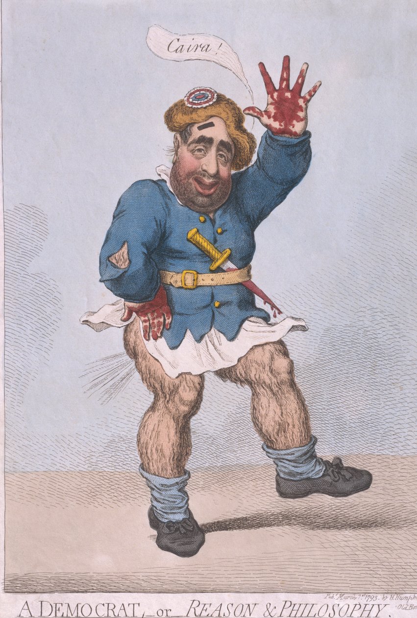 A Democrat, or Reason  Philosophy, publicado por Hannah Humphrey en 1793 (grabado coloreado a mano) de James Gillray