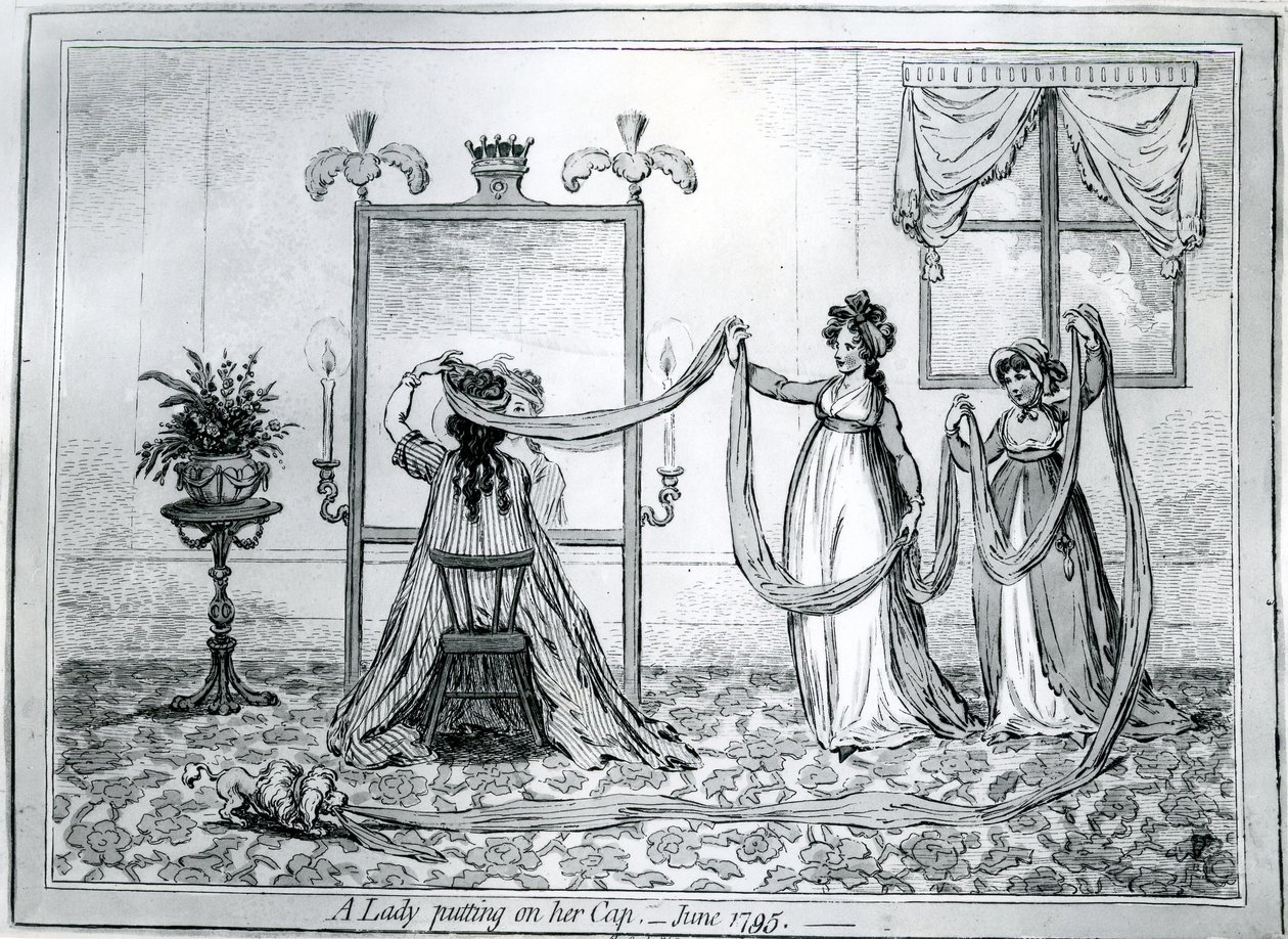 Una dama poniéndose el sombrero, 1795 de James Gillray